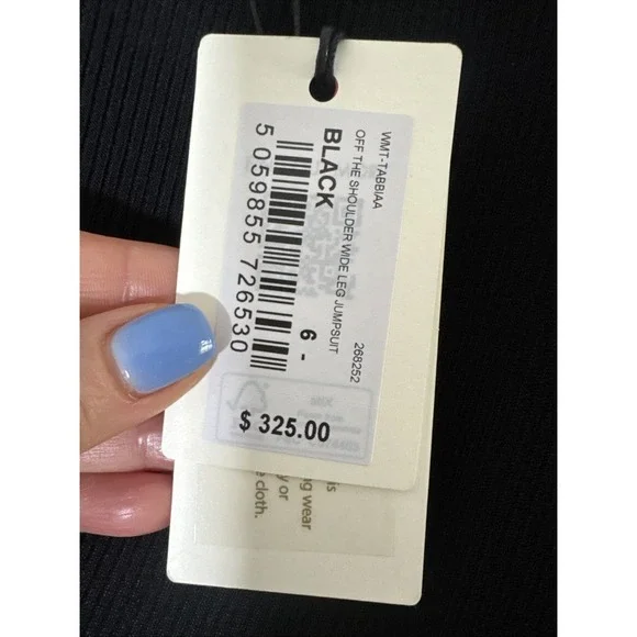 TED BAKER Tabbiaa Off The Shoulder Linen Blend Wide Leg Jumpsuit Size 6 XL/14 - Picture 4 of 16